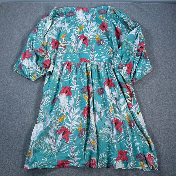 Suzanne Betro Division Dress V-Neck Empire-Waist Women's 2X Tropical Floral New - Picture 8 of 8